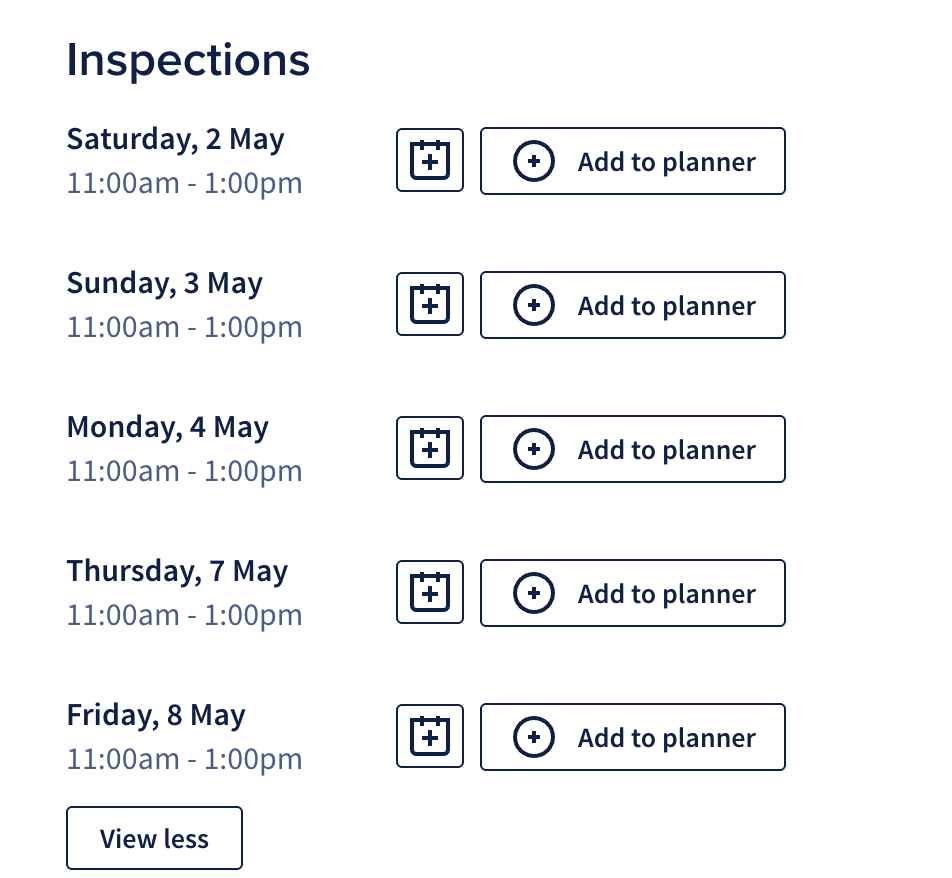 Allhomes inspection slots screenshot